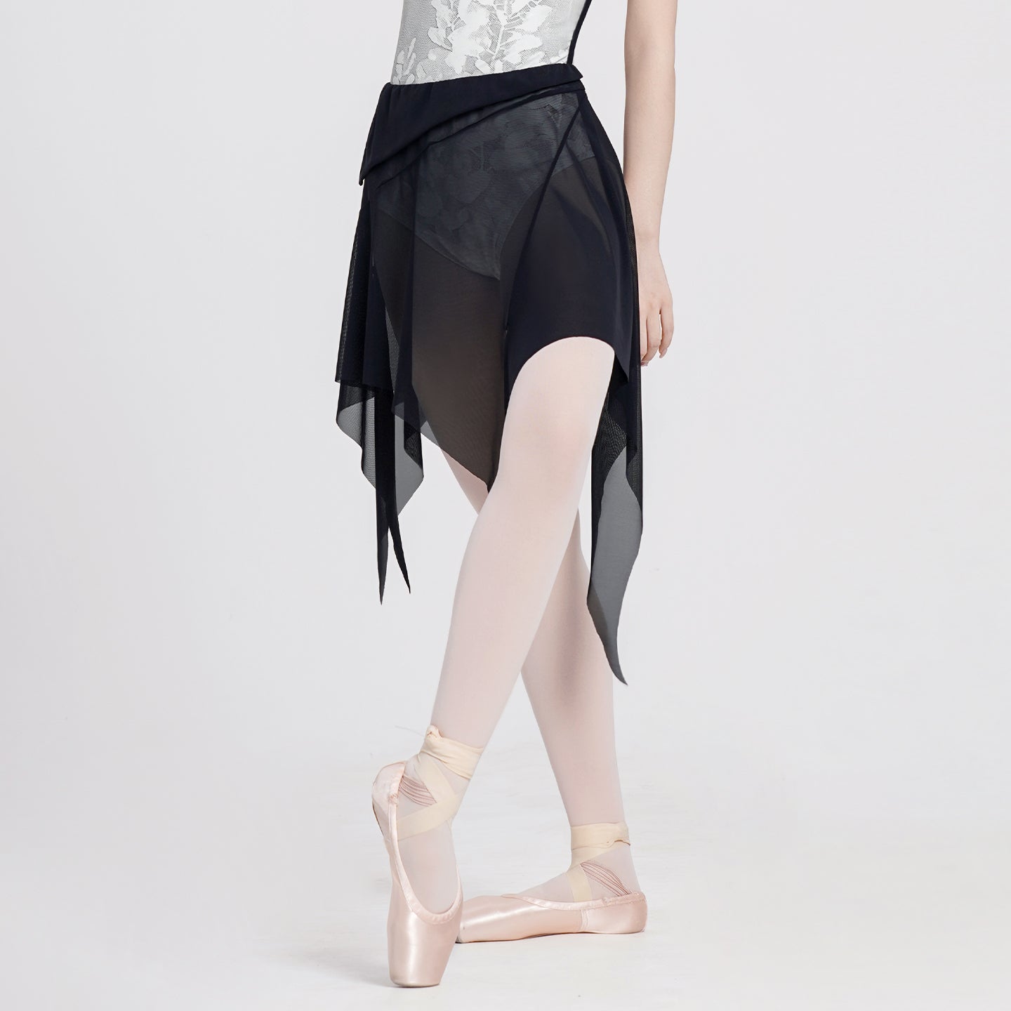 Asymmetrical Tulle Midi Skirt