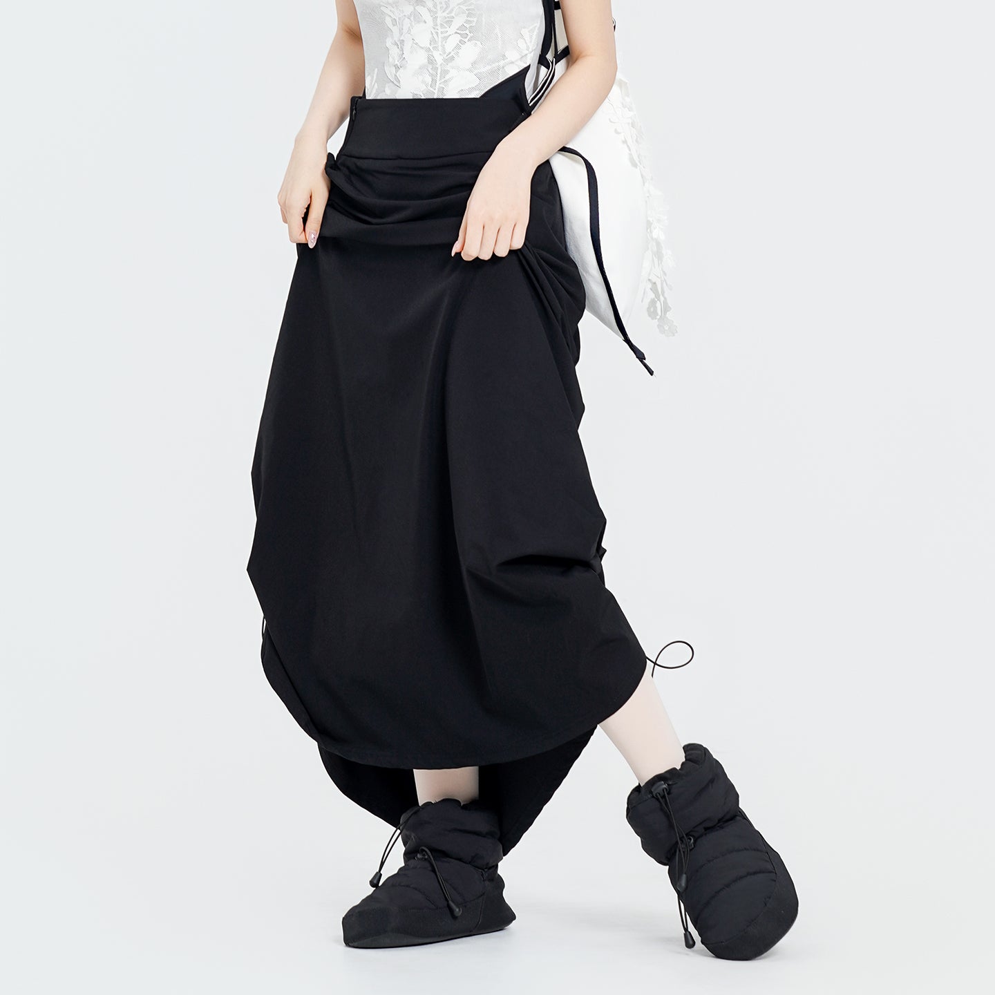 Drawstring A-Line Midi Ballet Skirt