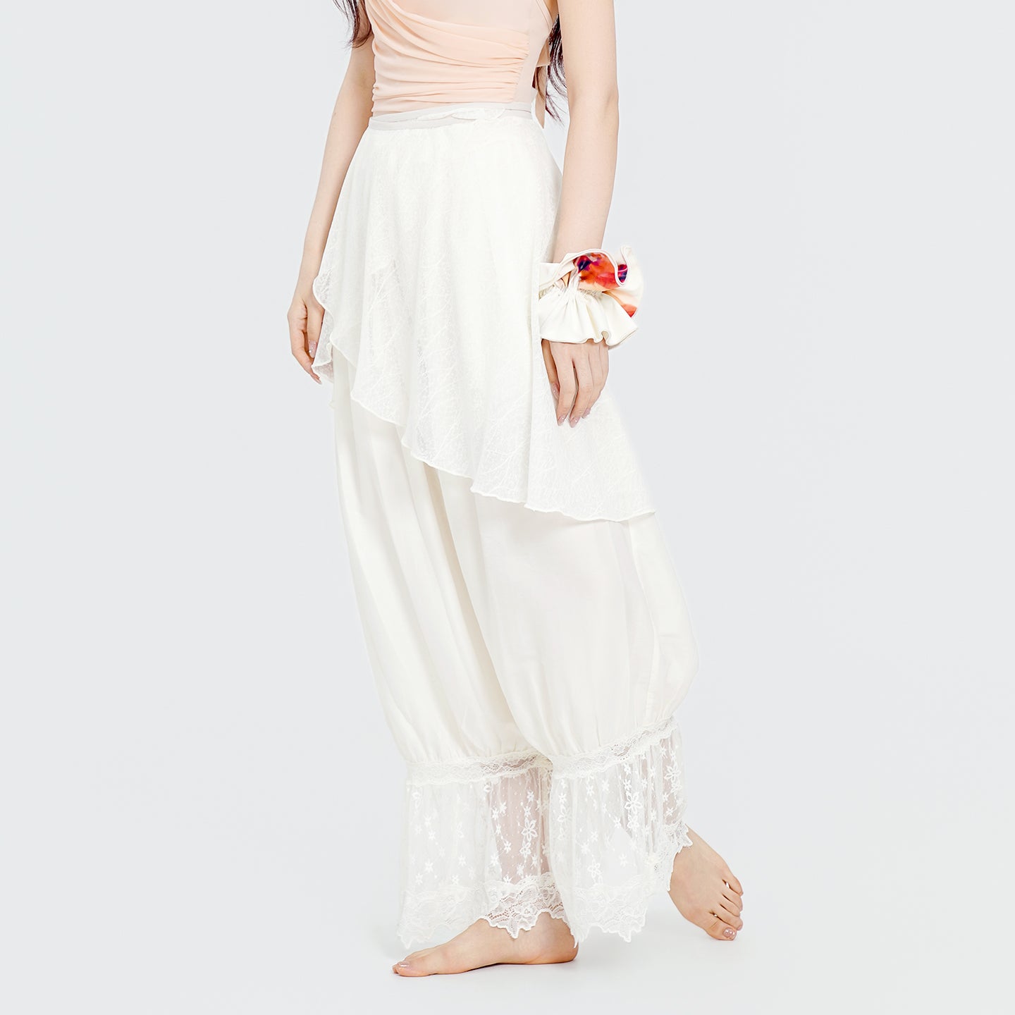 Lace Trim Hem Dance Trousers
