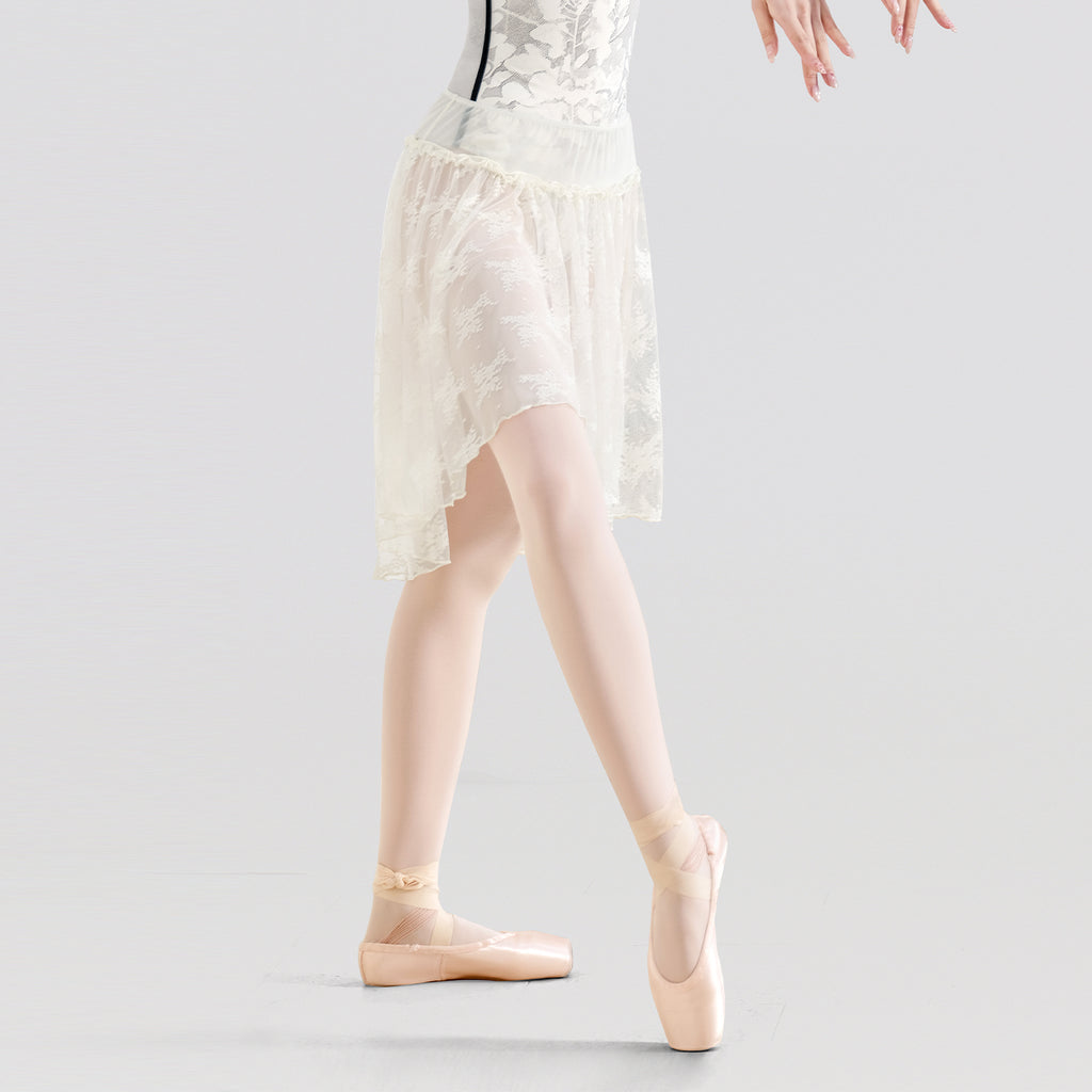 Lace Ruffle Mesh Panel Midi Ballet Skirt