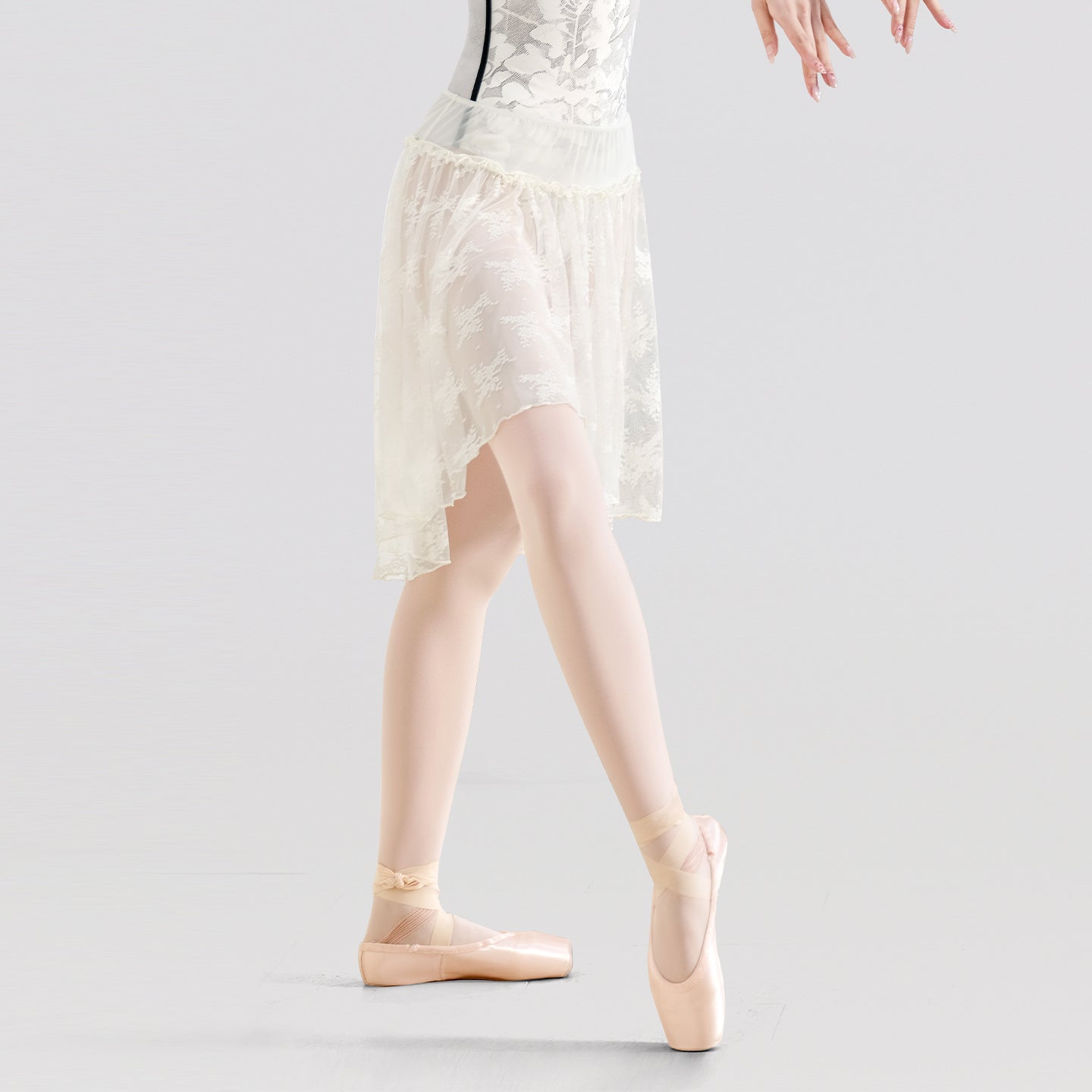 Lace Ruffle Mesh Panel Midi Ballet Skirt